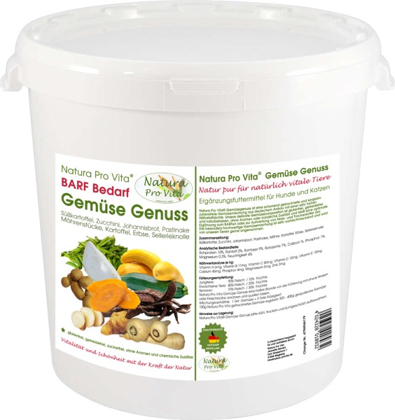 NaturaProVita Gemüsegenuss kalorienarm glutenfrei getreidefrei BarfGemüse für Hunde 500g Eimer