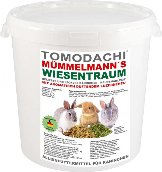 Kaninchenfutter, Raufutter Hase, Luzerneheu, Kräuter, Löwenzahn, Gemüse, Mümmelmanns Wiesentraum 3kg