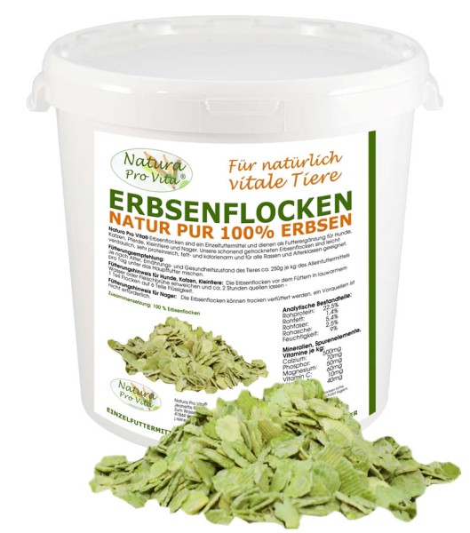 Erbsenflocken Hund NaturaProVita proteinreiches Barfgemüse 100% Erbsen kalorienarm vitaminreich 3kg