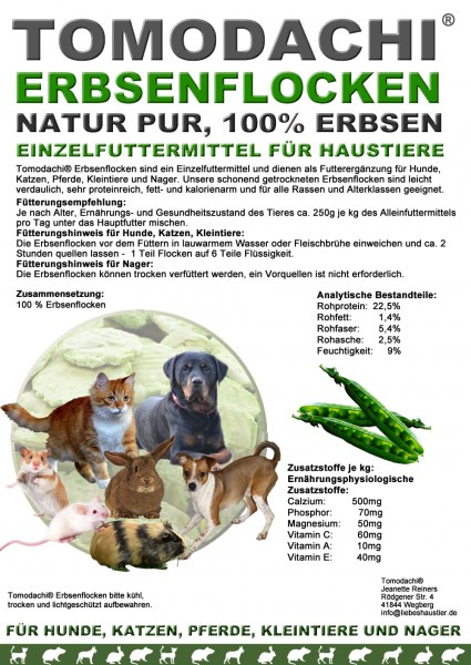 Erbsenflocken Katze, Ergänzungsfutter, kalorienarm, proteinreich, vitaminreich, Diätfutter 10kg