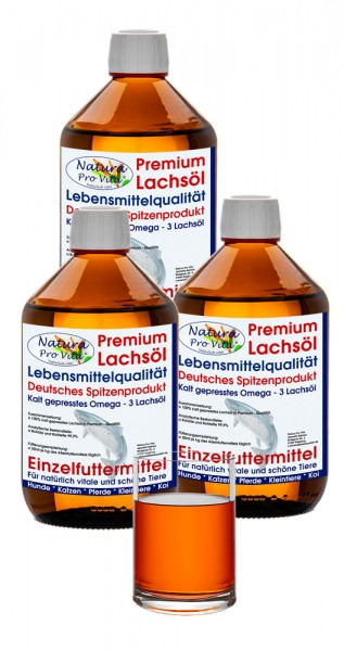 Lachsöl für Hunde, Lebensmittelqualität, kaltgepresst, BARF Zusatz, Stoffwechsel, Fell, Verdauung 3L