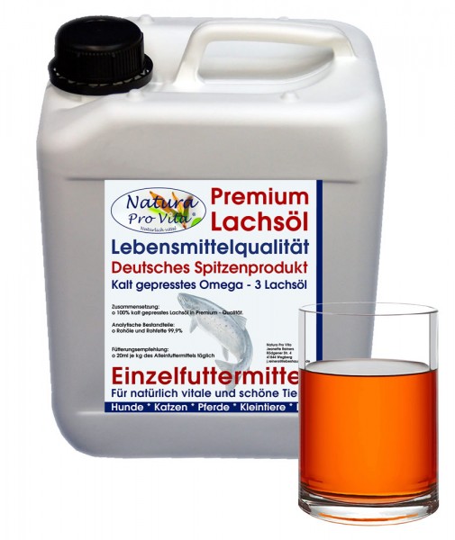 Lachsöl Katze, Lebensmittelqualität, kaltgepresst, Stoffwechsel, Verdauung, Fellwechsel, Haut 5L