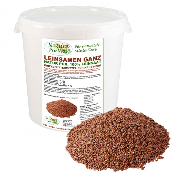Leinsamen Katze Magenschutz, Darmschutz, Leinsaat Verdauung, Omega-3 Leinöl, NaturaProVita 5kg