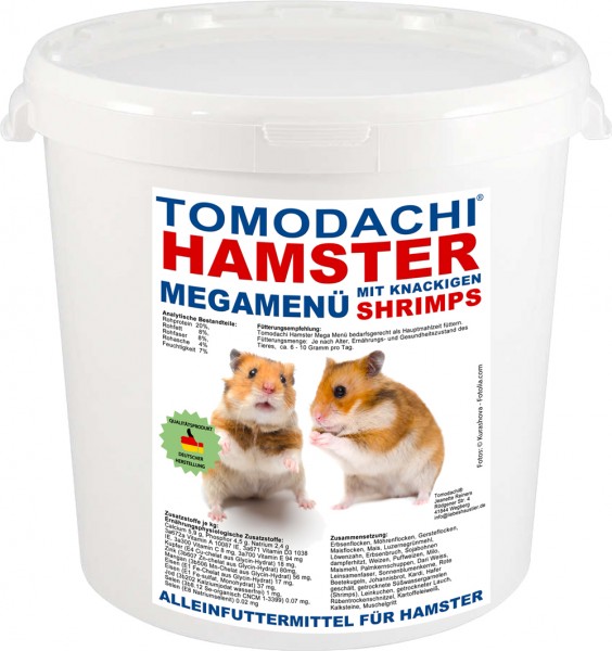 Hamsterfutter mit Garnelen-tierisches Protein-Komplettfutter Hamster Tomodachi MegaMenü 3kg
