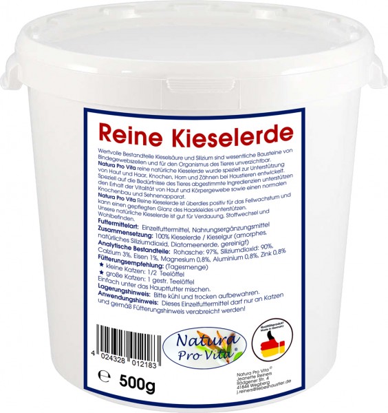 Kieselerde, reine natürliche Kieselgur Katze, Silizium - Fell, Krallen, Knochen, Verdauung 500g