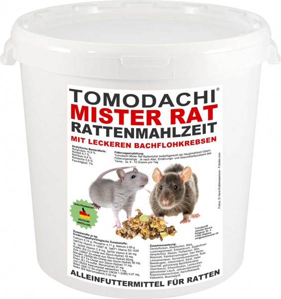Rattenfutter, Alleinfutter Ratte, Rattenmahlzeit mit Gammarus, Tomodachi® Mister Rat 10Liter