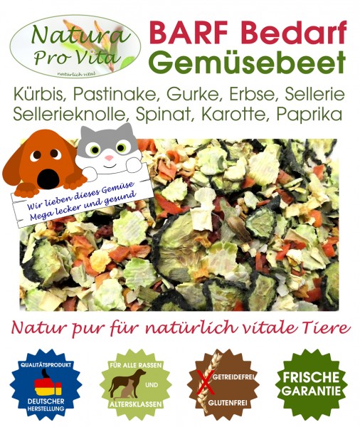 BarfGemüse Gemüsemischung für Katze + Hund NaturaProVita Barfbedarf Gemüsebeet natürlich gesund 500g