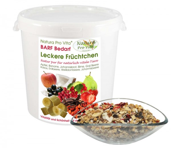 Fruchtmischung Barffrüchte Hund + Katze natürlicher Obstsnack Natura ProVita Leckere Früchtchen 1kg