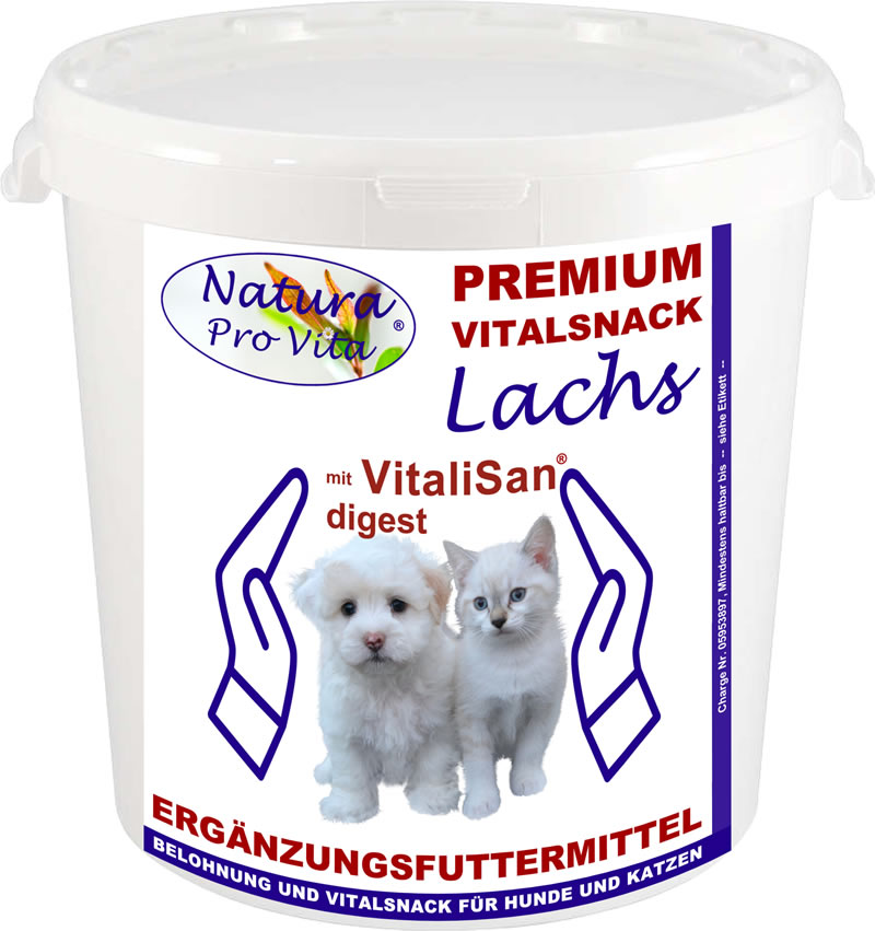 Natura Pro Vita Vital Snack Lachs - Premium Leckerchen für Hund und Katze -  Hundebelohnung und Katzenbelohnung Natur pur für natürlich vitale Tiere mit  VitaliSan Digest Monoglyceriden | Tomodachi Haustiershop