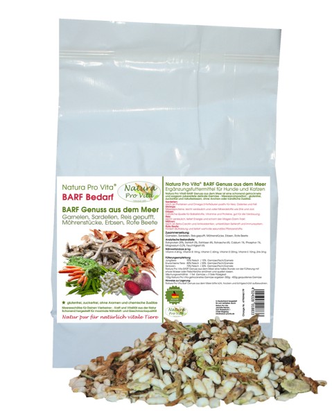Barfgenuss aus dem Meer Omega-3 Barf Ergänzung für Muskelkraft Ausdauer Fisch Garnelen 5kg Sack